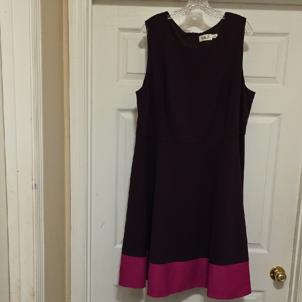 Eliza J Midi Dress in Deep Purple and Pink